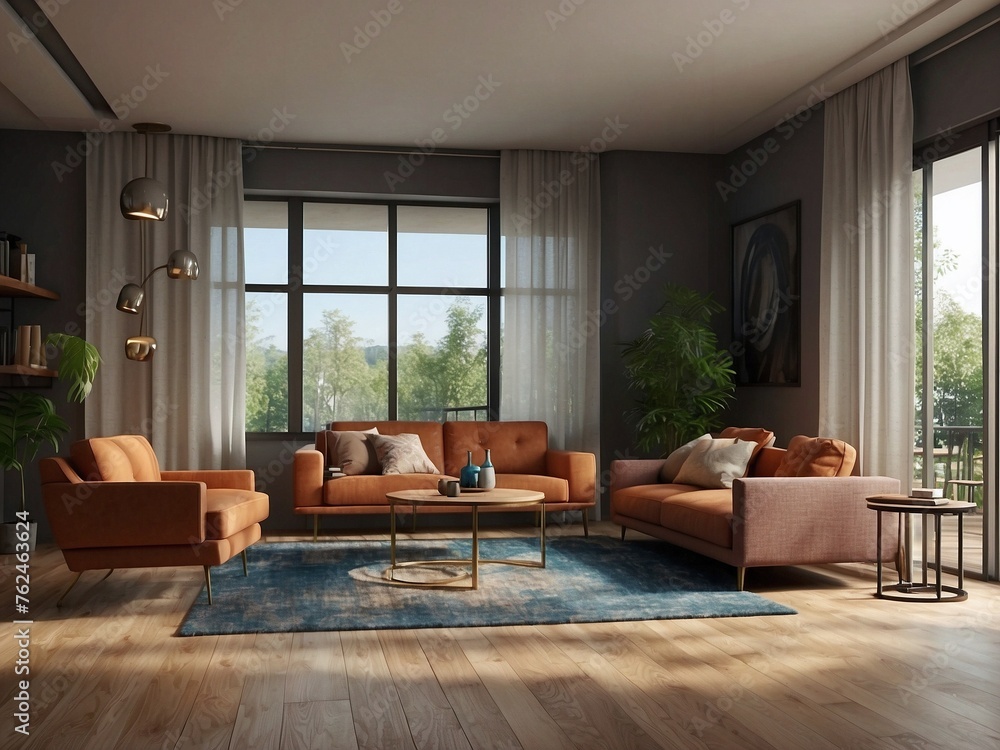 Interior of modern living room panorama Interior of modern living room panorama
