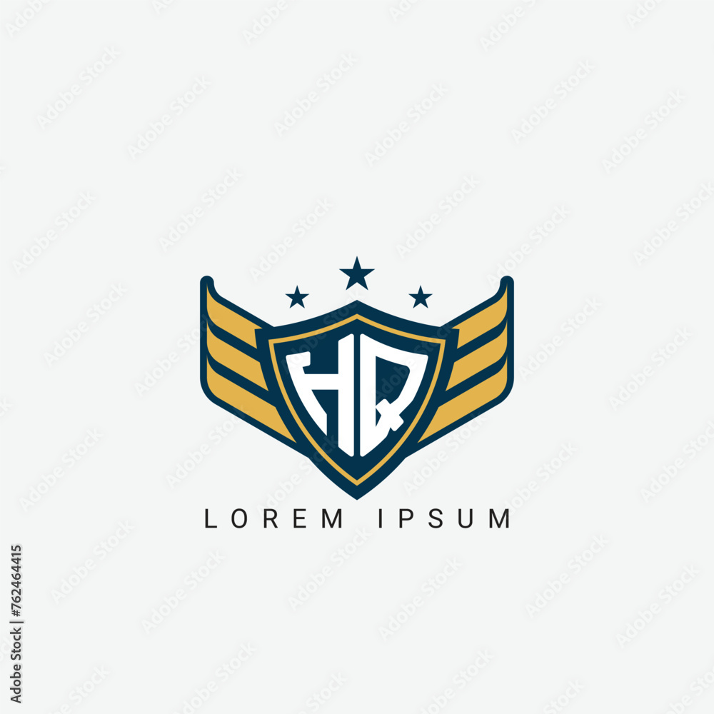 Luxury HQ, QH Letter Wing with Shield Logo template Luxury HQ, QH Letter Wing with Shield Logo template