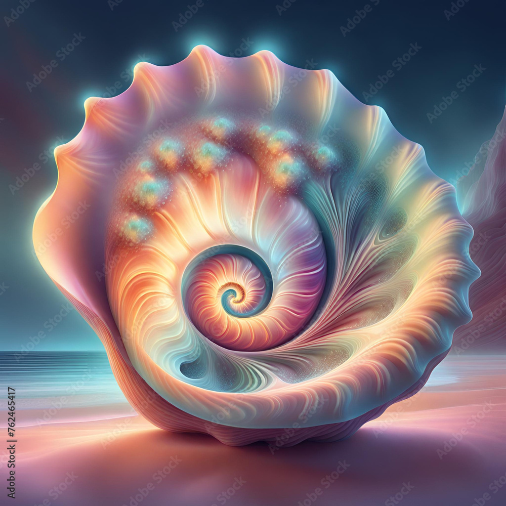 Abstract bright cutaway illustration of a sea shell Abstract bright cutaway illustration of a sea shell