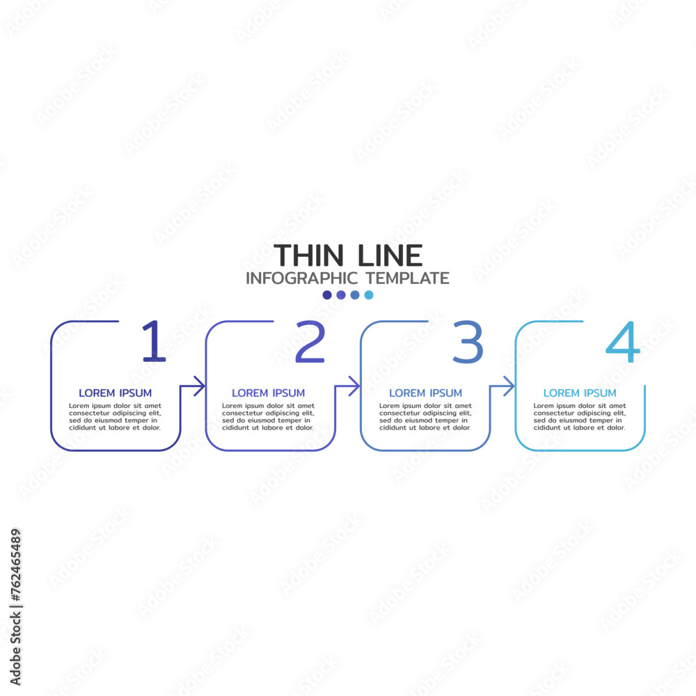 Business process step design template. Timeline infographic with 4 steps, options, arrows. Vector thin line elements for presentation. Business process step design template. Timeline infographic with 4 steps, options, arrows. Vector thin line elements for presentation.