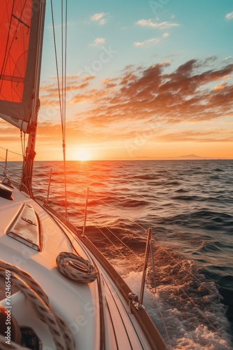 the yacht sails into the sunset Generative AI © Valentine