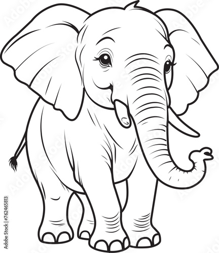 Cartoon Elephant coloring page vector illustration