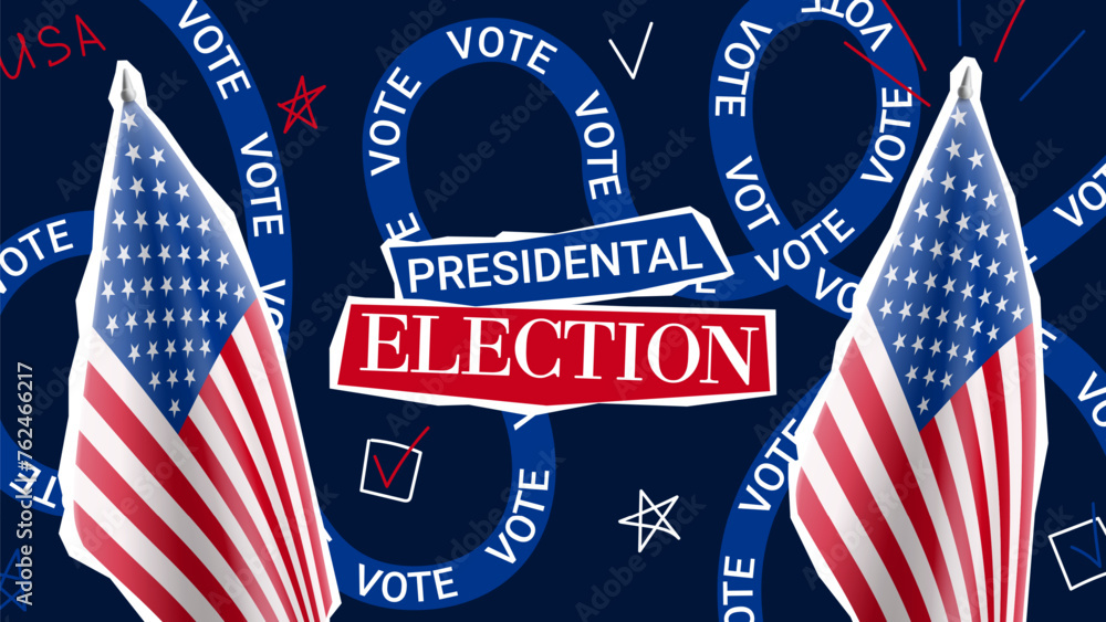 Promo banner for 2024 US presidential election. Vector banner with USA ...