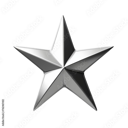 3d silver star on Isolated transparent background png. generated with AI