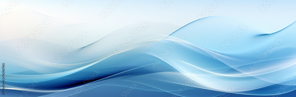 Naklejka premium abstract waves minimalism, Abstraction blue waves, banner design, Abstract fractal