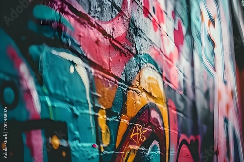Colorful Graffiti Art: A dynamic and vibrant display of urban graffiti art, showcasing the creativity and self-expression of street artists.   © Tachfine Art