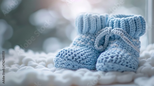 Soft Pastel Blue Baby Booties on a Pure White Surface for a Delicate Touch