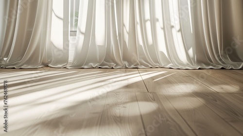 Room With White Curtains and Wooden Floor