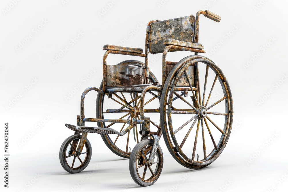 vintage wheelchair isolated picture 3d illustration
