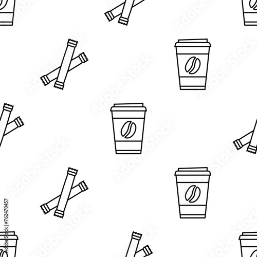 Sugar stick packets icon, seamless pattern isolated on white background. Sachet pack.