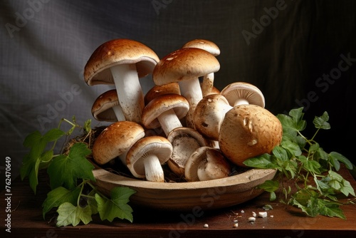 Aromatic Set fresh mushrooms. Set edible healthy. Generate Ai
