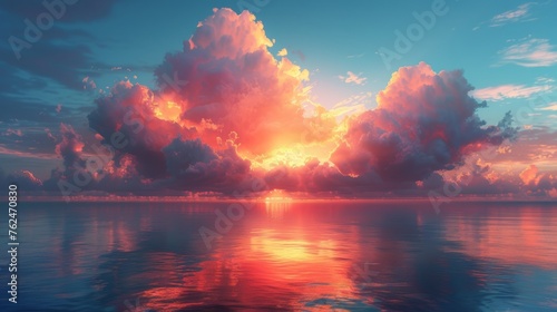 Majestic Sunset Over the Ocean With Clouds