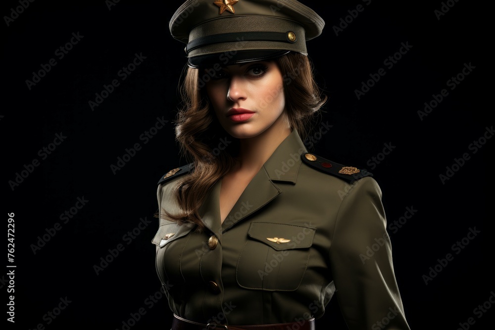 Authoritative Sexy woman police uniform street portrait. Girl face guard security. Generate Ai Authoritative Sexy woman police uniform street portrait. Girl face guard security. Generate Ai