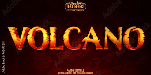 Volcano editable text effect, customizable lava and magma 3D font style