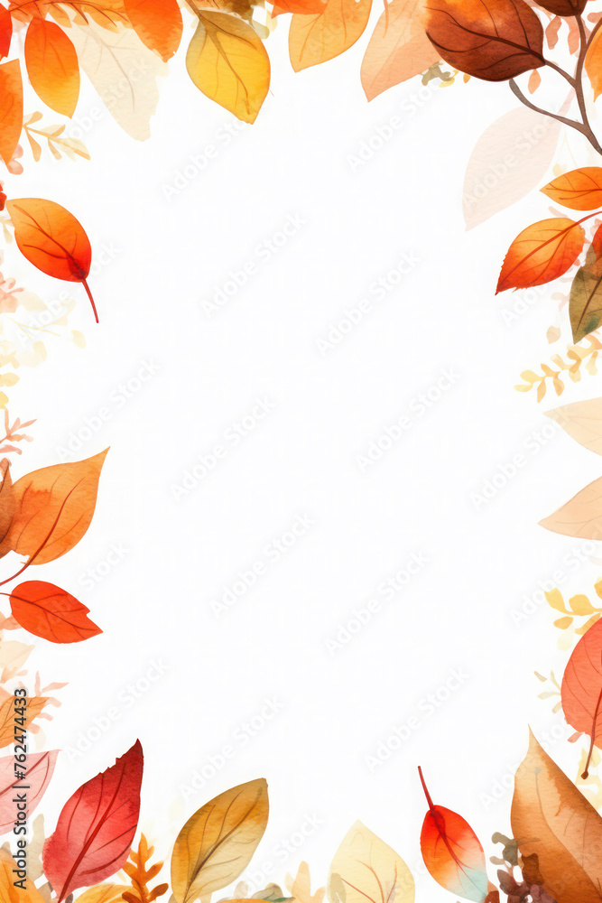delicate frame with orange, gold autumn leaves on a white background. wedding or birthday invitation card delicate frame with orange, gold autumn leaves on a white background. wedding or birthday invitation card