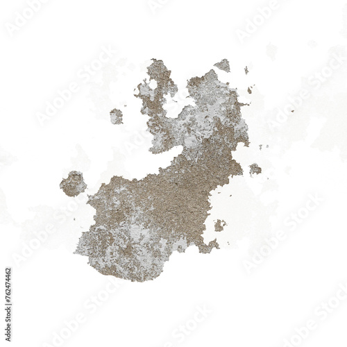 Moisture stains and deterioration on the wall