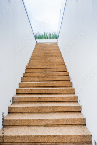 Empty Stairway to the light,staircase going up into a sky,The way to success concept,Space for text. © wanatithan