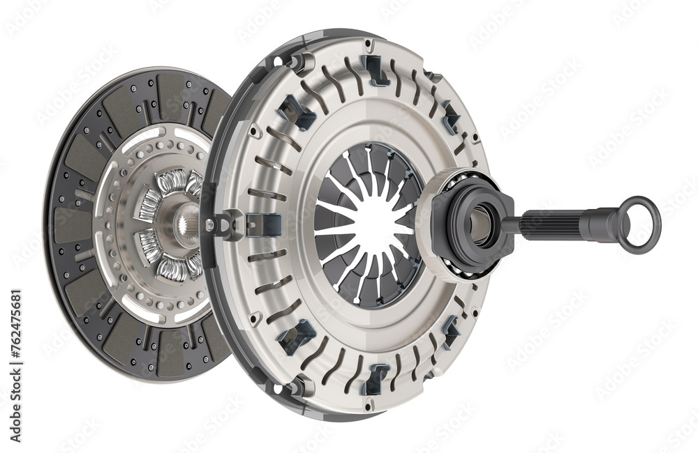 Parts and structure of Car Clutch, 3D rendering isolated on transparent background Parts and structure of Car Clutch, 3D rendering isolated on transparent background