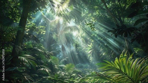 Sun-dappled Dense Jungle in Honor of Earth Day