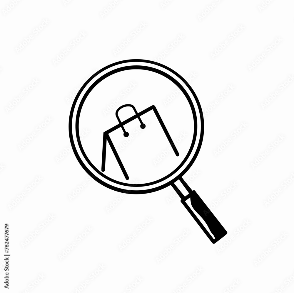 Magnifying glass with shopping bag icon, Product search sign, Loupe symbol isolated on white background, Magnifying Glass Vector Icon for Search and Zoom, Isolated on White Background, Magnifying glass with shopping bag icon, Product search sign, Loupe symbol isolated on white background, Magnifying Glass Vector Icon for Search and Zoom, Isolated on White Background,