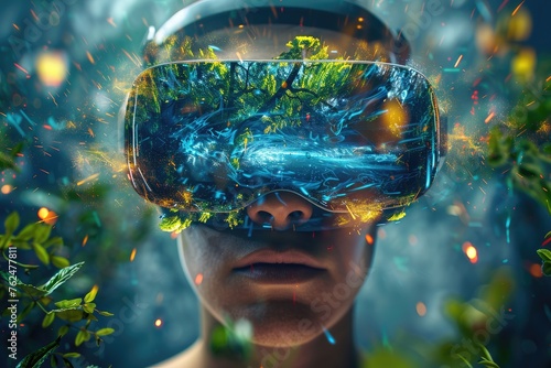 Immersive experience enhancers. exploring the world through virtual reality glasses. revolutionizing entertainment, education, and beyond with advanced VR technology. photo