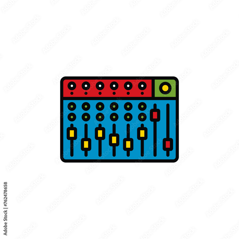 Original vector illustration. The contour icon of the music mixing console. A design element. Original vector illustration. The contour icon of the music mixing console. A design element.