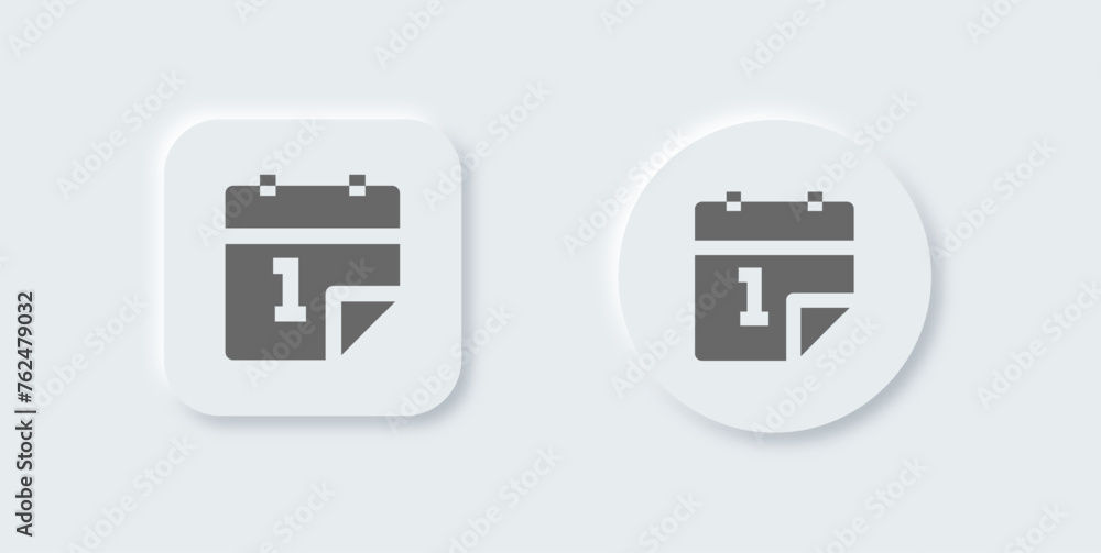 Event solid icon in neomorphic design style. Calender signs vector illustration.