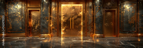  Background of a Golden Door Made of Pure Solid Gold  Fantasy golden magic portal in a dark room