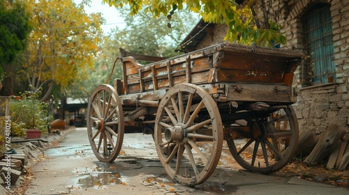 Old wooden araba (carriage) in Georgia photo