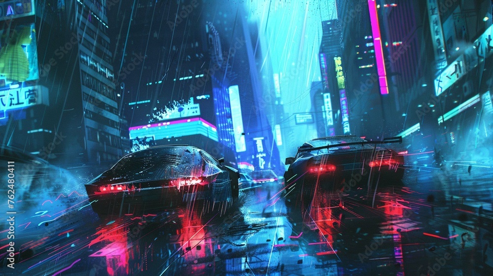 Sci-Fi Cyberpunk Car Chase