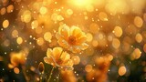 Dew-kissed golden flowers basking in the warmth of a serene golden hour