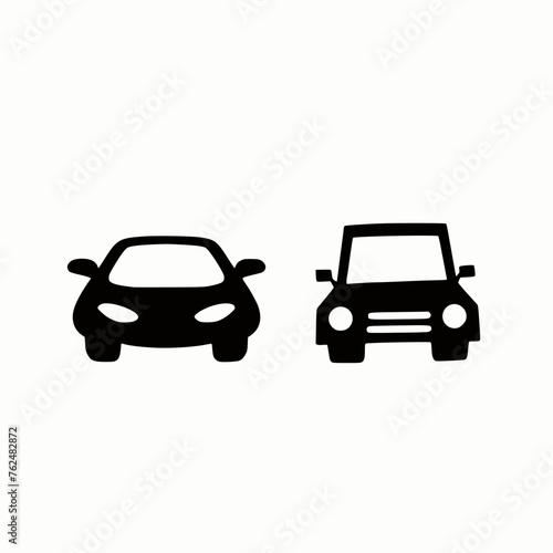 Silhouette Old and Modern car icon isolated on white background, Illustration vector design