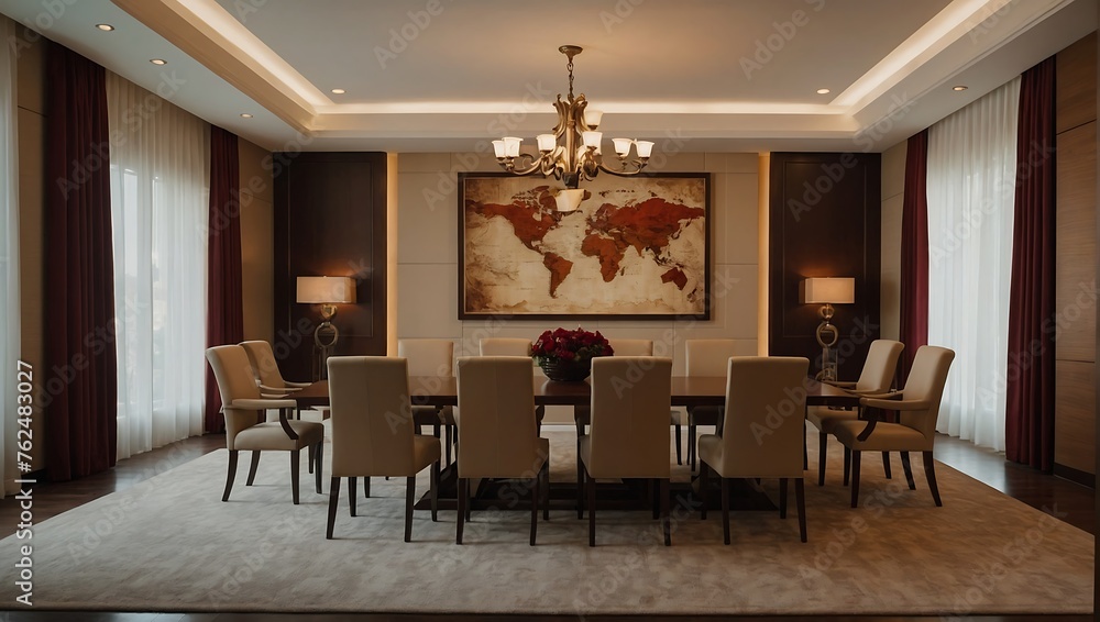 Bright classic conference room interior with elegant furniture. AI Generated