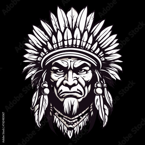 Indian head mascot, transparent background.