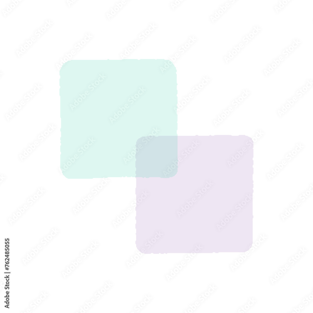 手書きの四角のデコレーション素材 - 2色の寒色系のパステルカラーのセット

