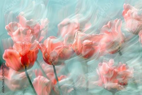 A dreamy, close-up blush red tulips with a soft, painterly effect