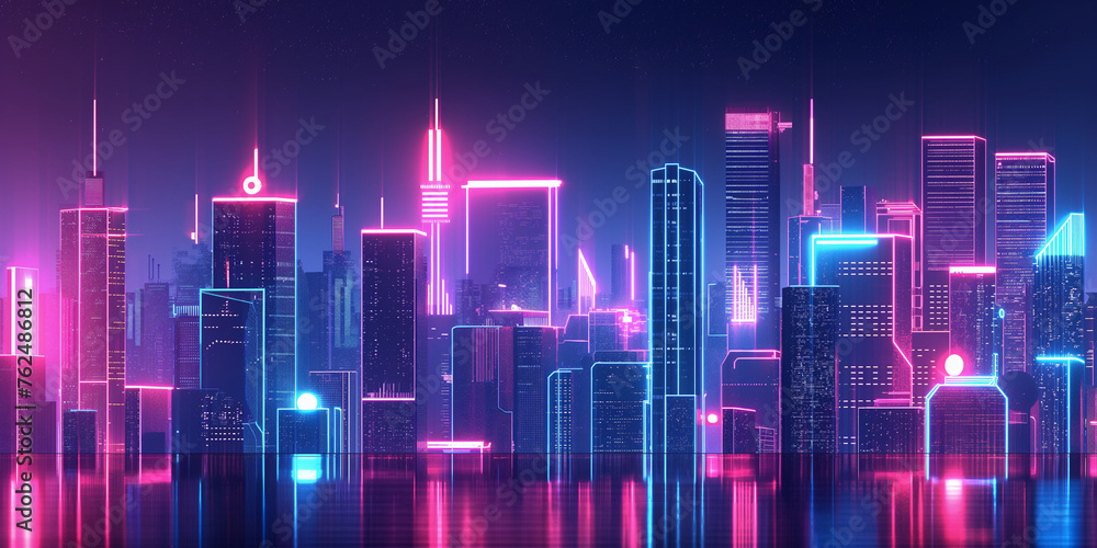 Sci fi cyberpunk modern city in neon light Sci fi cyberpunk modern city in neon light