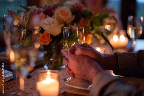 Intimate Anniversary Celebration with Candlelight and Champagne