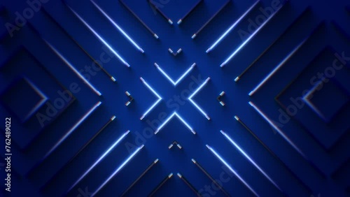 A looping light sequence background of neon strip lights pulsating and flickering.