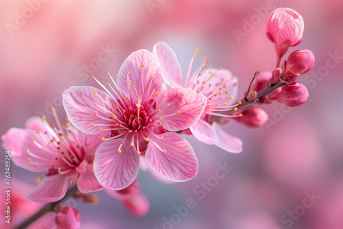 Beautiful cherry blossom in spring  closeup. Nature background