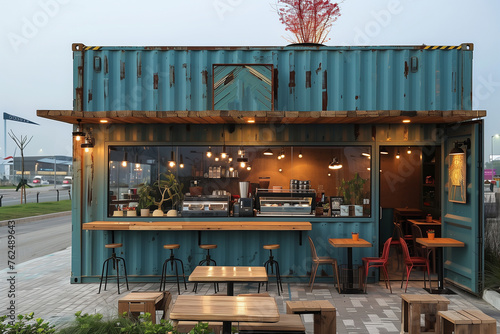 coffee shop in a shipping container photo