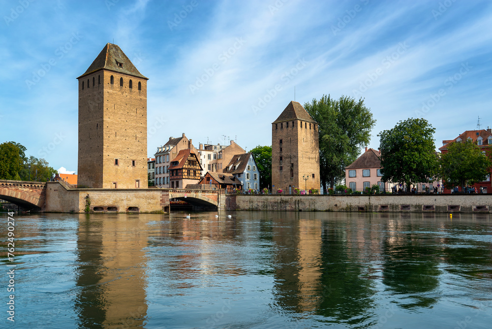 Ponts Couverts (Covered bridges) on Ill river near the Petite France district in Strasbourg, France