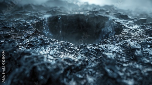 Dive into the abyss of abstract voids, where captured carbon silently fills the sinkhole depths.