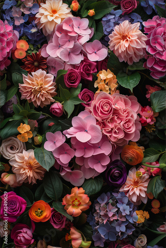 Bouquet of beautiful flowers as a background, copy space
