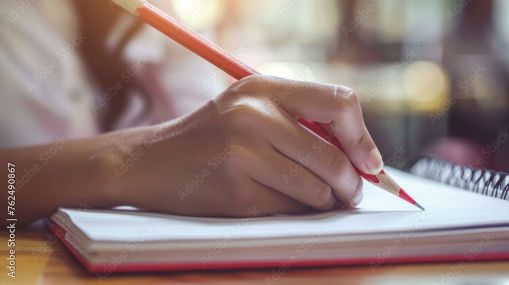 A hand with a pencil filling in a bubble sheet for a test. A hand with a pencil filling in a bubble sheet for a test.