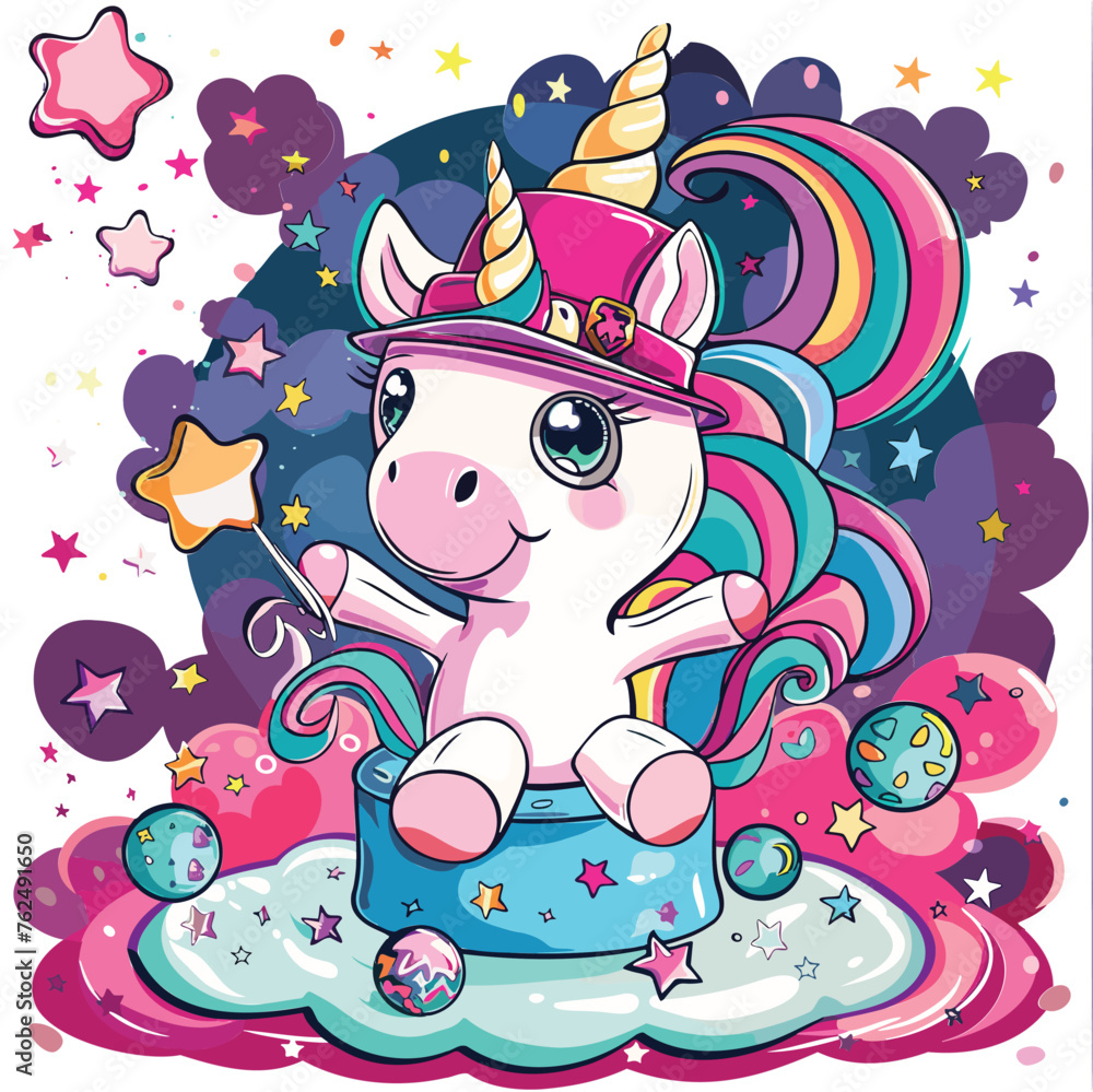 Naklejka premium Majestic Unicorn Galloping in Fantasy