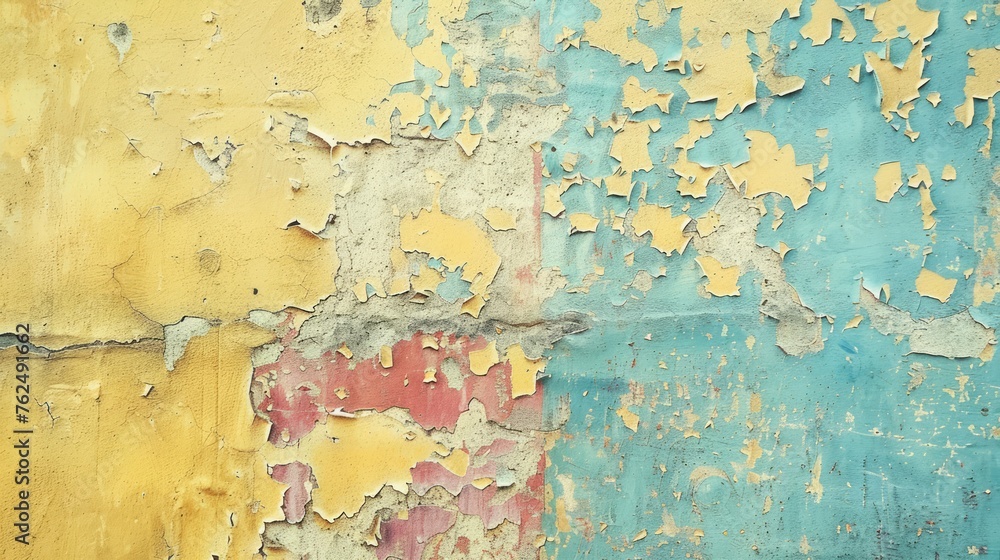 abstract background of old painted wall with scratches and peeling paint, empty dirty wall background