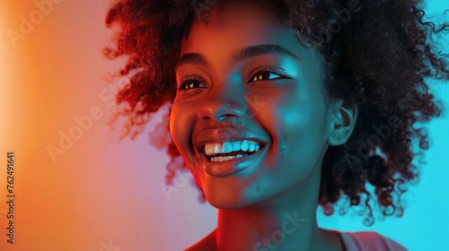 Portrait of a happy young woman on white background