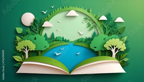 World environment day paper cut style background