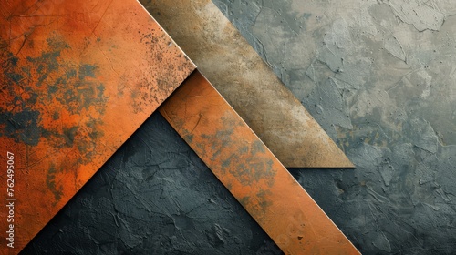 Rusted metal sheets intersecting  showcasing contrasting textures and industrial decay..